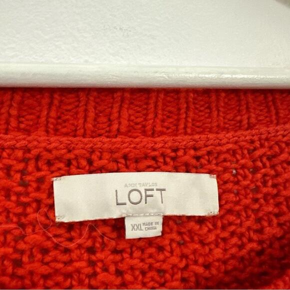 LOFT Women’s Wool Blend Cable Knit Orange Sweater Size XXL ... - Picture 3 of 5